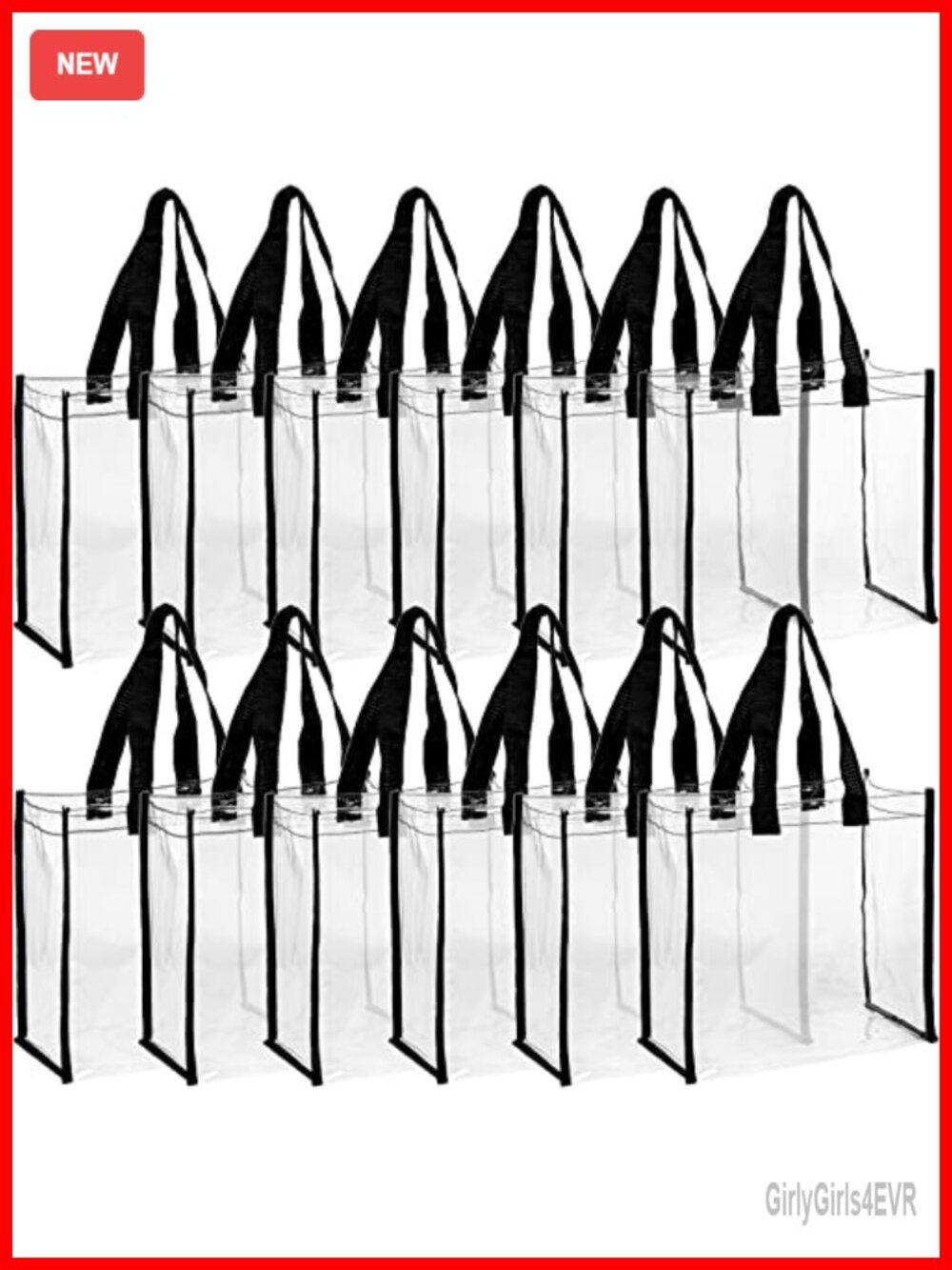 12 Pack Clear PVC Tote Bags Stadium Approved Transparent Shoulder Handbags for